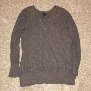 Lace-up Brown Sweater
